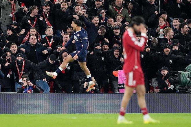 利物浦第二次在欧冠主场丢4+球，上一次是2023年2-5皇马